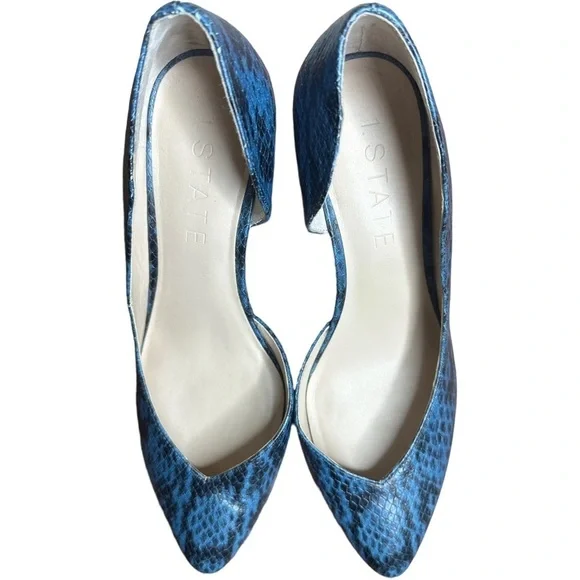 1. State Leather Snake Embossed d’Orsay Wedge Melman Pumps 8 1/2 - Picture 1 of 10